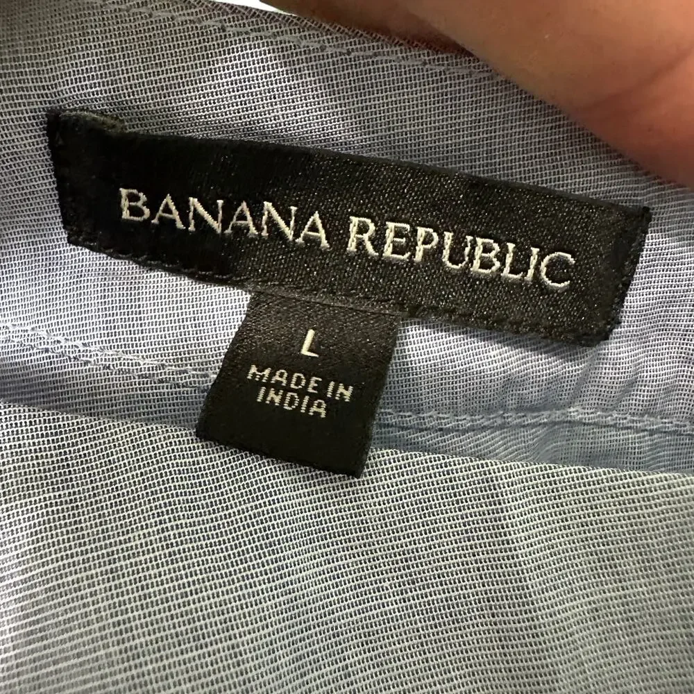 Banana Republic Denim Blue Off Shoulder Long Sleeve Blouse‎ Shirt Cotton Large